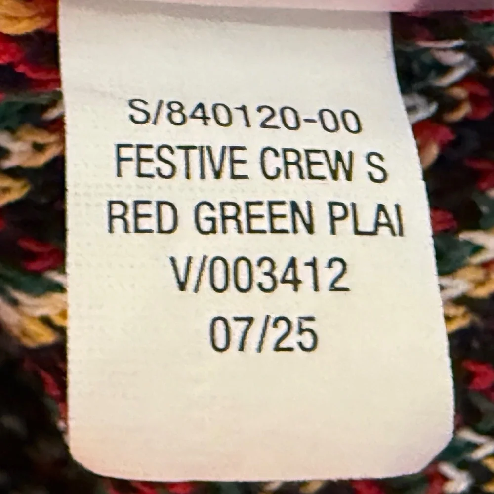 Old Navy Kids XL 14-16 Festive Crew Neck Plaid Sweater Red Green